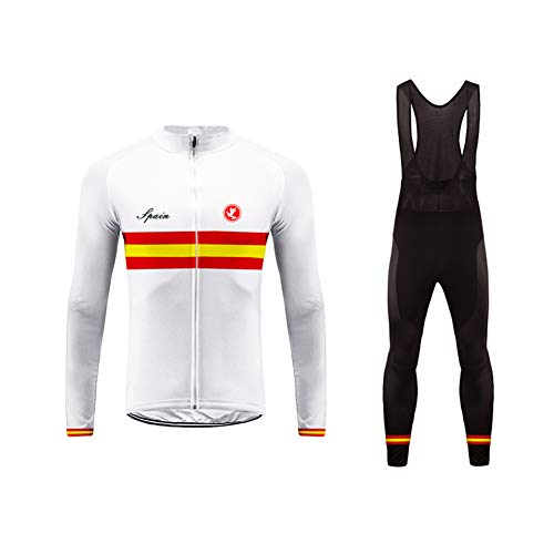 Future Sports MTB Invierno Termo Maillot de Ciclismo Hombre Mangas Largas Ropa para Bicicleta 20D Cojín Conjunto Bici de Montaña Chaqueta+Bib Pantalones Culote de Ciclista Largo