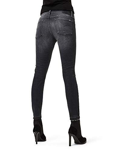 G-STAR RAW 3301 Mid Waist Ripped Ankle Skinny Jeans, Worn In Corby Black A634/C005, 29W/ 34L para Mujer