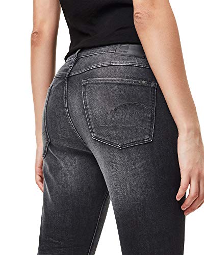 G-STAR RAW 3301 Mid Waist Ripped Ankle Skinny Jeans, Worn In Corby Black A634/C005, 29W/ 34L para Mujer
