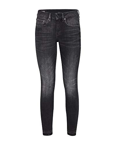 G-STAR RAW 3301 Mid Waist Ripped Ankle Skinny Jeans, Worn In Corby Black A634/C005, 29W/ 34L para Mujer