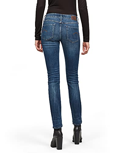 G-STAR RAW 3301 Mid Waist Straight Jeans, Medium Indigo Aged, 29W / 34L para Mujer
