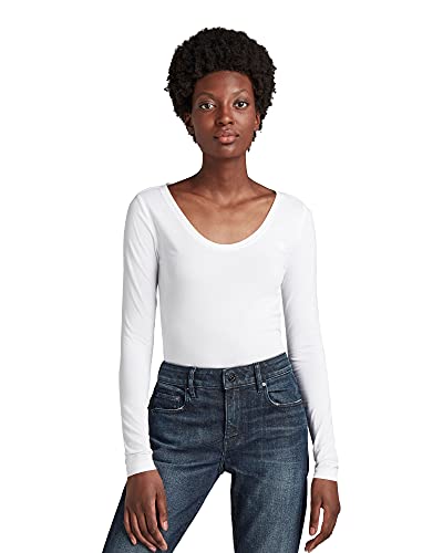 G-STAR RAW Base Round Neck Long Sleeve T-Shirt, Weiß (White 3310-110), XL para Mujer