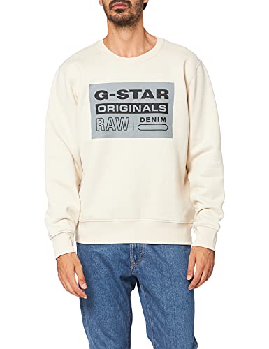 G-STAR RAW Original Label R SW Sudadera, Beige (Whitebait A971-1603), M para Hombre