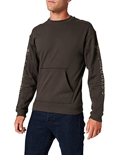 G-STAR RAW Sleeve Graphic Loose Sudadera con Capucha, Raven A613-976, XL para Hombre