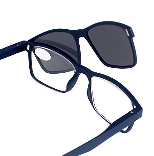 Gafas Sol Presbicia, Gafas de Lectura Polarizadas con Imán Clip para Sol, Gafas de Presbicia Vista Cansada Presbicia (+250, Azul)