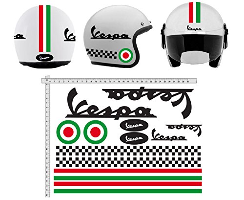 GamesMonkey Pegatinas Casco Kit Casco Vespa Nero Italia Vinilo Viny Pulido