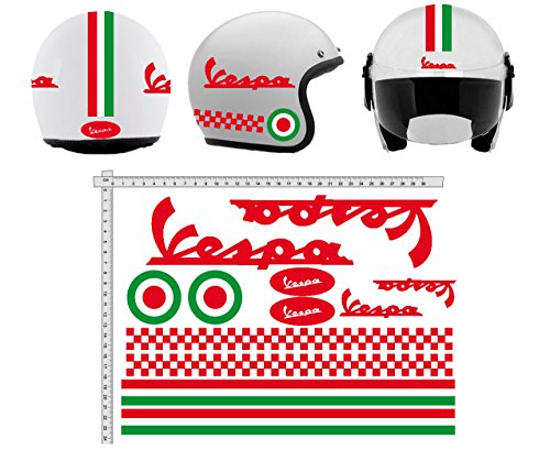 GamesMonkey Pegatinas Casco Kit Casco Vespa Rosso Rojo Italia Vinilo Viny Pulido