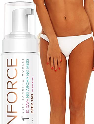 Ganador del Premio al Mejor Autobronceador Facial y Corporal - (250ml) Bronceador Facial Tan Force Aspecto Natural – Mousse Autobronceador Australiano Marrón Oscuro Dorado