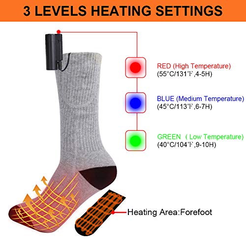 GARDOM Calcetines Calefactables Mujer Hombres,Calcetines Eléctricos USB Recargable 2200mAh,3 Nivel de Calentamiento,Calcetines Invierno para Ciclismo Senderismo Esquí Camping Pesca