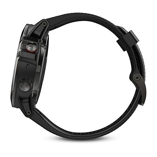 Garmin Fenix 5X- Reloj GPS con pulsómetro, zafiro gris con correa negra, talla 51 mm