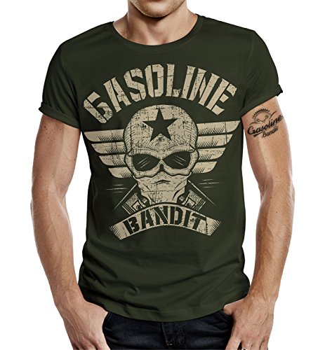 Gasoline Bandit Biker Camiseta Original Diseno Big-Size Print: Bandit Wing auf Oliv XL