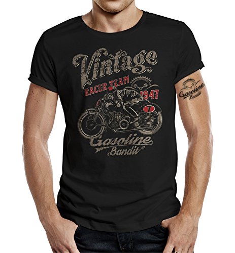 Gasoline Bandit Biker Camiseta Original Diseno: Vintage Racer -L