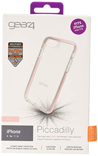 Gear4 Funda Transparente Piccadilly con protección Avanzada contra Impactos [Protegida por D3O], Diseño Delgado y Resistente para iPhone 7/8 - Oro Rosa