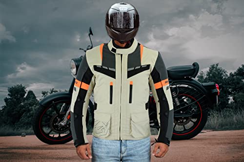 GearX Tornado - Chaqueta de moto impermeable reflectante para viajes de aventura, gris, Medium Alto