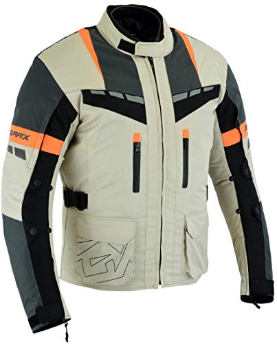 GearX Tornado - Chaqueta de moto impermeable reflectante para viajes de aventura, gris, Medium Alto