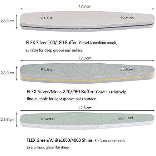 GeekerChip Limas de Uñas Profesionales[6 Piezas],Limas de uñas Profesionales Doble Cara 100/180 150 180 240 220/280 1000/4000,con Lavable Doble cara de Arena