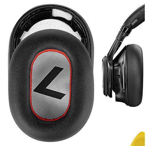 Geekria QuickFit Cuero proteico Reemplazo Almohadillas para Plantronics BackBeat PRO 2, BackBeat PRO 2 Special Edition, Voyager 8200 UC, Almohadillas para auriculares(negro / rojo)