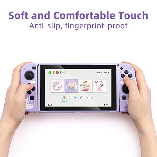 GeekShare Funda Protectora para Nintendo Switch- Patrón de Conejitos y Uvas, Carcasa Delgada de TPU Suave Compatible Con Consola y Joy-Con de Switch