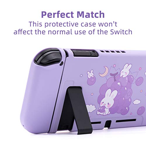 GeekShare Funda Protectora para Nintendo Switch- Patrón de Conejitos y Uvas, Carcasa Delgada de TPU Suave Compatible Con Consola y Joy-Con de Switch