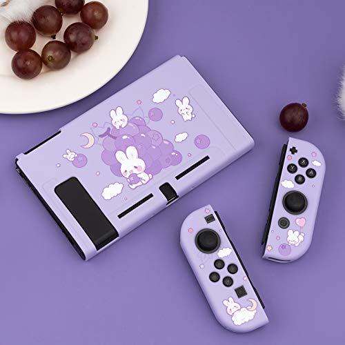 GeekShare Funda Protectora para Nintendo Switch- Patrón de Conejitos y Uvas, Carcasa Delgada de TPU Suave Compatible Con Consola y Joy-Con de Switch