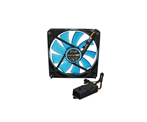 Gelid Solutions Slim 12 UV Blue - Ventilador de 120mm | Alto rendimiento mediante rodamiento hidrodinámico | Velocidad del ventilador 1500 rpm | 3 pines Molex | 12V.