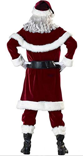 GEMVIE Disfraz de Papá Noel Unisex 9 Piezas Disfraz de Papá Noel Hombre Papá Noel Cosplay Traje de Navidad (XL)