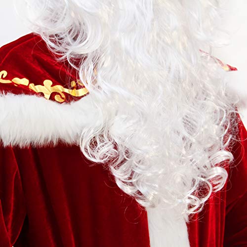 GEMVIE Disfraz de Papá Noel Unisex 9 Piezas Disfraz de Papá Noel Hombre Papá Noel Cosplay Traje de Navidad (XL)