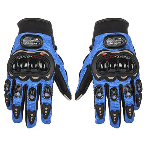 GES Men Outdoor Motorbike Waterproof Gloves Motocicleta Full Finger Touch Screen Racing Motocross Guantes (L, Azul)
