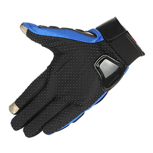 GES Men Outdoor Motorbike Waterproof Gloves Motocicleta Full Finger Touch Screen Racing Motocross Guantes (L, Azul)