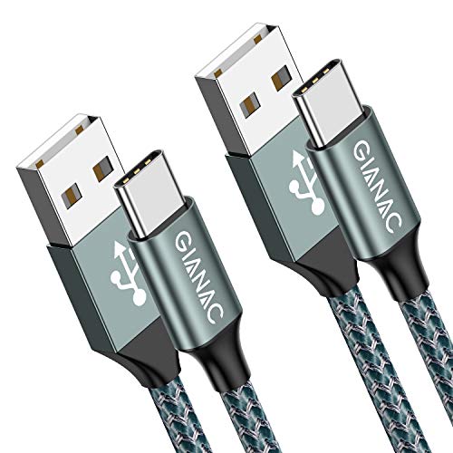 GIANAC Cable USB Tipo C, 2Pack[2M+2M] 3A Cargador Tipo C Nylon Carga Rápida y Sincronización Cable USB C para Galaxy S10/S9/S8 Note9, Xiaomi Mi A2/A1, Huawei P30/P20/Mate20, Xperia XZ