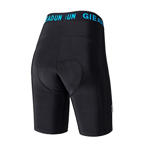 GIEADUN Hombre Pantalones Cortos de Bicicleta Shorts de Ciclismo Hombre con 20D Acolchado MTB Ciclismo Pantalones Cortos Ropa Interior de Bicicleta estáticas (Negro, L)