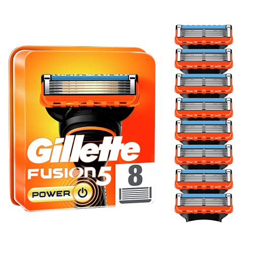 Gillette Fusion 5 Power Cuchillas de Afeitar Hombre, Paquete de 8 Cuchillas de Recambio