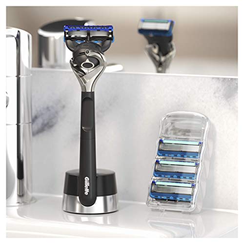 Gillette Fusion 5 ProGlide Máquina de Afeitar Hombre + 4 Cuchillas de Recambio + Base Magnética, Regalos Originales para Hombre