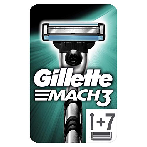 Gillette Mach3 Maquinilla de Afeitar Hombre + 7 Cuchillas de Recambio, Regalos Originales para Hombre