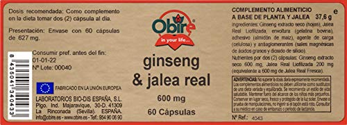 Ginseng + jalea real 600 mg.60 cápsulas.