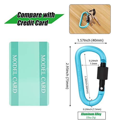 Gisdanchz Locking Carabiner Large Karabiner Alloy Key D Rings for Bags Quickdraw Caribeaner Clip Heavy Duty Locking Carabiner Auto Lock Keychain Camping Easy Key Spring Clips Rope Sky Blue 1 Pcs