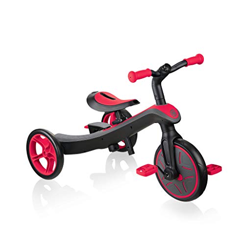 Globber - EXPLORER TRIKE 4 in 1 - Triciclo y bicicleta de equilibrio todo en uno para niños pequeños de 10m + a 5 años + , Rojo