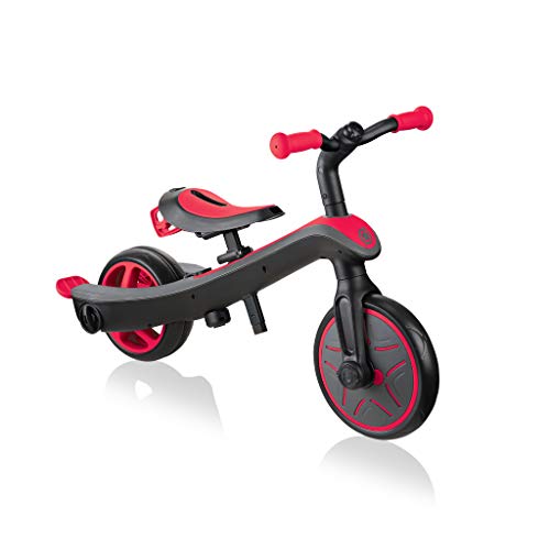 Globber - EXPLORER TRIKE 4 in 1 - Triciclo y bicicleta de equilibrio todo en uno para niños pequeños de 10m + a 5 años + , Rojo
