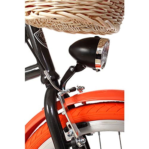 Goetze Bicicleta de ciudad retro vintage holandesa para mujer, ruedas de aluminio de 28 pulgadas, 1 marcha, freno de contrapedal, entrada profunda, cesta con acolchado gratis.