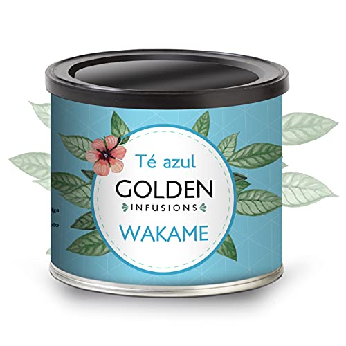 Golden Infusions - Té Azul Wakame - Lata de 100 g - Infusión a granel - Mezclado con Té Sencha - Acción Diurética y Depurativa - Eliminación de gasa y Líquidos - Bebida Antioxidante