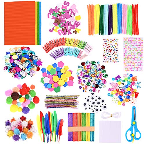 GOLDGE Kit de Manualidades para niños, Pipe Cleaners Crafts Set Pompones Ojos Manualidades Kit Crafts Set y Pipe Cheners para DIY Art Supplies Creativo Regalo Manualidades Labores para Niños