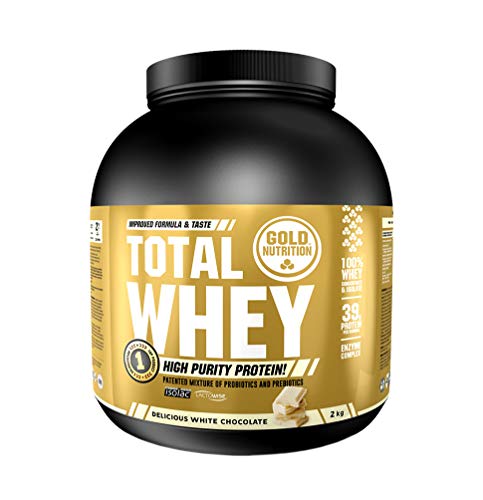 Goldnutrition Total Whey Proteina 2kg, Chocolate Blanco, Aumenta y Conserva Músculos