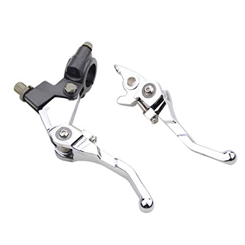 GOOFIT Embrague Hidraulico Moto Universal Manillar 22mm Plegable Kit Palanca y Freno Pit Bike reemplazo para 50cc 70cc 90cc 110cc 125cc Scooter ATV Quad Plata