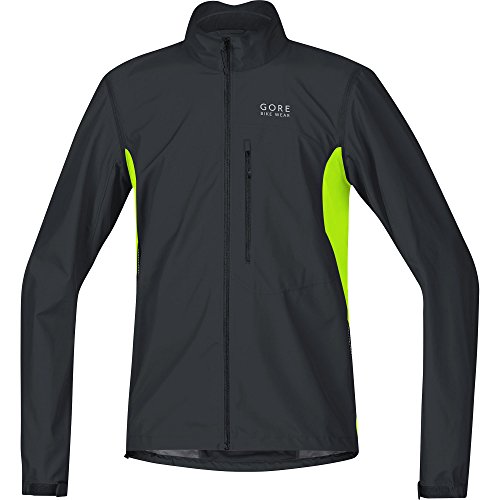 GORE BIKE WEAR Chaqueta 2 en 1 para ciclismo en carretera o MTB, Hombre, GORE WINDSTOPPER, Zip-Off Jacket, Talla S, Negro/Amarillo neón, JWELMZ