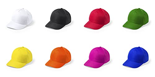 Gorra de niño de 5 Paneles en Material 100% Microfibra/poliéster de Suave Acabado y Cierre Ajustable de Velcro. con Orificios de ventilación Bordados y en variada Gama de Vivos Colores. (Naranja)