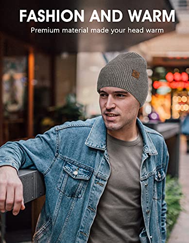 Gorro Hombre Invierno, Gorros de Punto Mujer Slouch Cráneo Sombreros, Cálido y Suave para Exteriores (Gris Oscuro)