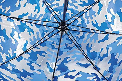 GOTTA Paraguas Transparente Largo de Mujer con Forma de cúpula. Antiviento y Manual. Estampado Camuflaje - Amarillo