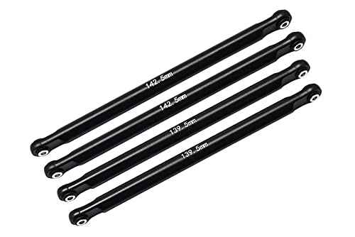 GPM Racing Losi 1/8 LMT 4WD Solid Axle Monster Truck LOS04022 Upgrade Parts Aluminium Front Or Rear Upper & Lower Chassis Links Parts Tree - 4Pc Set Black