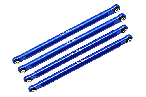 GPM Racing Losi 1/8 LMT 4WD Solid Axle Monster Truck LOS04022 Upgrade Parts Aluminium Front Or Rear Upper & Lower Chassis Links Parts Tree - 4Pc Set Blue