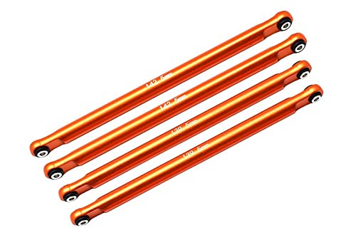 GPM Racing Losi 1/8 LMT 4WD Solid Axle Monster Truck LOS04022 Upgrade Parts Aluminium Front Or Rear Upper & Lower Chassis Links Parts Tree - 4Pc Set Orange